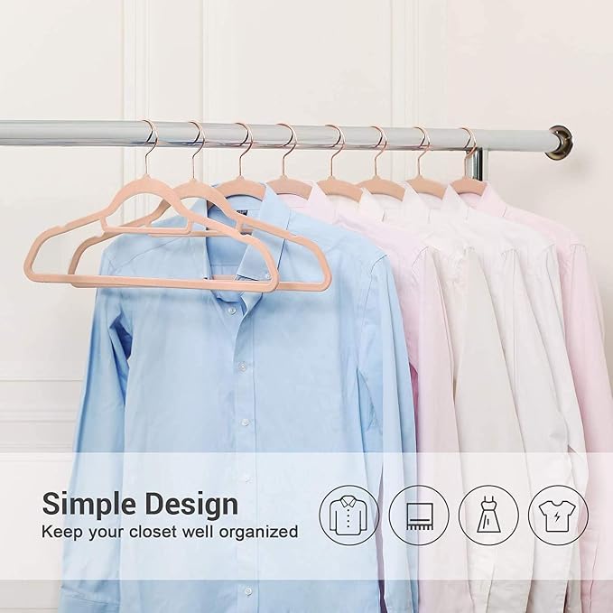 Premium Velvet Hangers with 360-Degree Swivel Rose Gold Hooks (42cm) – Ultra-Slim Space-Saving Non-Slip Heavy-Duty Clothes Hangers for Suits, Shirts, Coat & Dresses - Image 8
