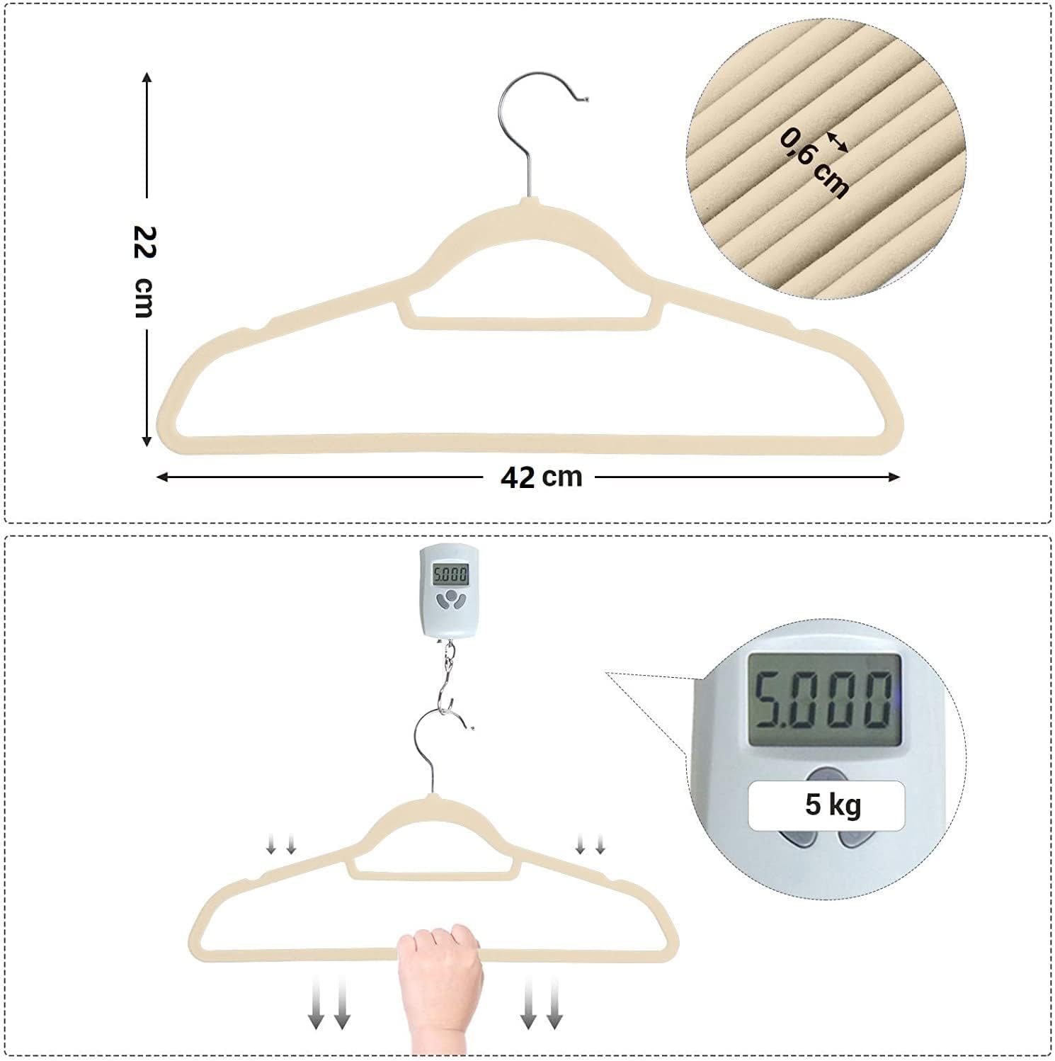 Non-Slip Velvet Hangers 42cm ( 5 Colors Option ) with 360 Degree Rotatable Hook – Durable & Slim – Non-Slip Hangers for Coat Hangers – Pant Hangers… - Image 2