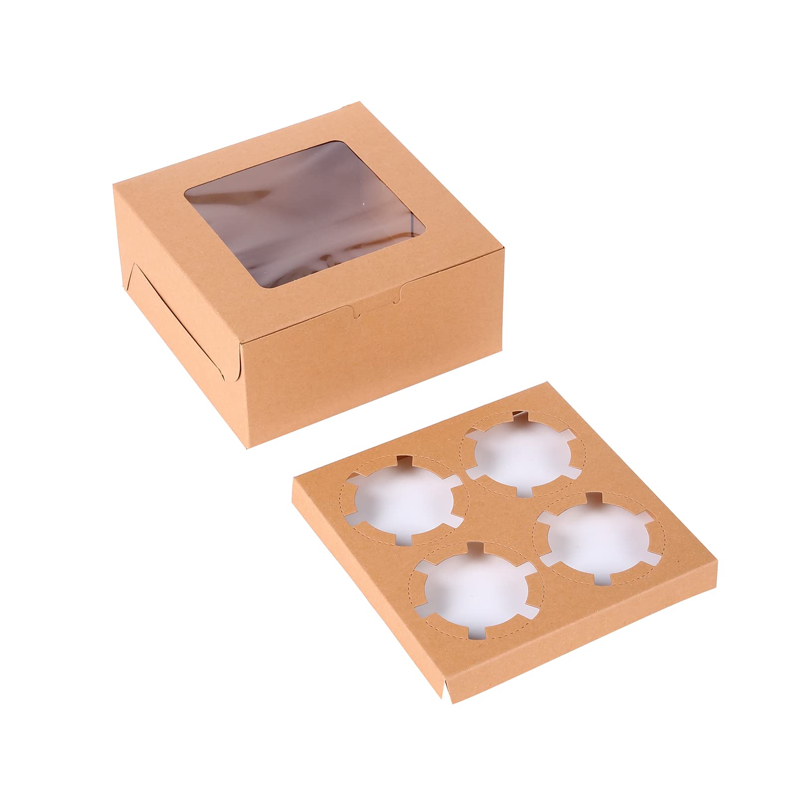 4 Cavities Kraft Paper Cupcake Box