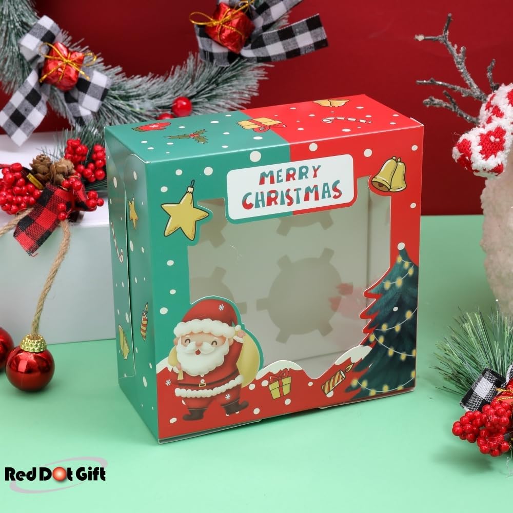 4 Cavities Christmas Paper Cupcake Box,Gift Box with Inserts Cupcake Containers Bakery Cake Carriers for Home Dessert Shop - Image 12