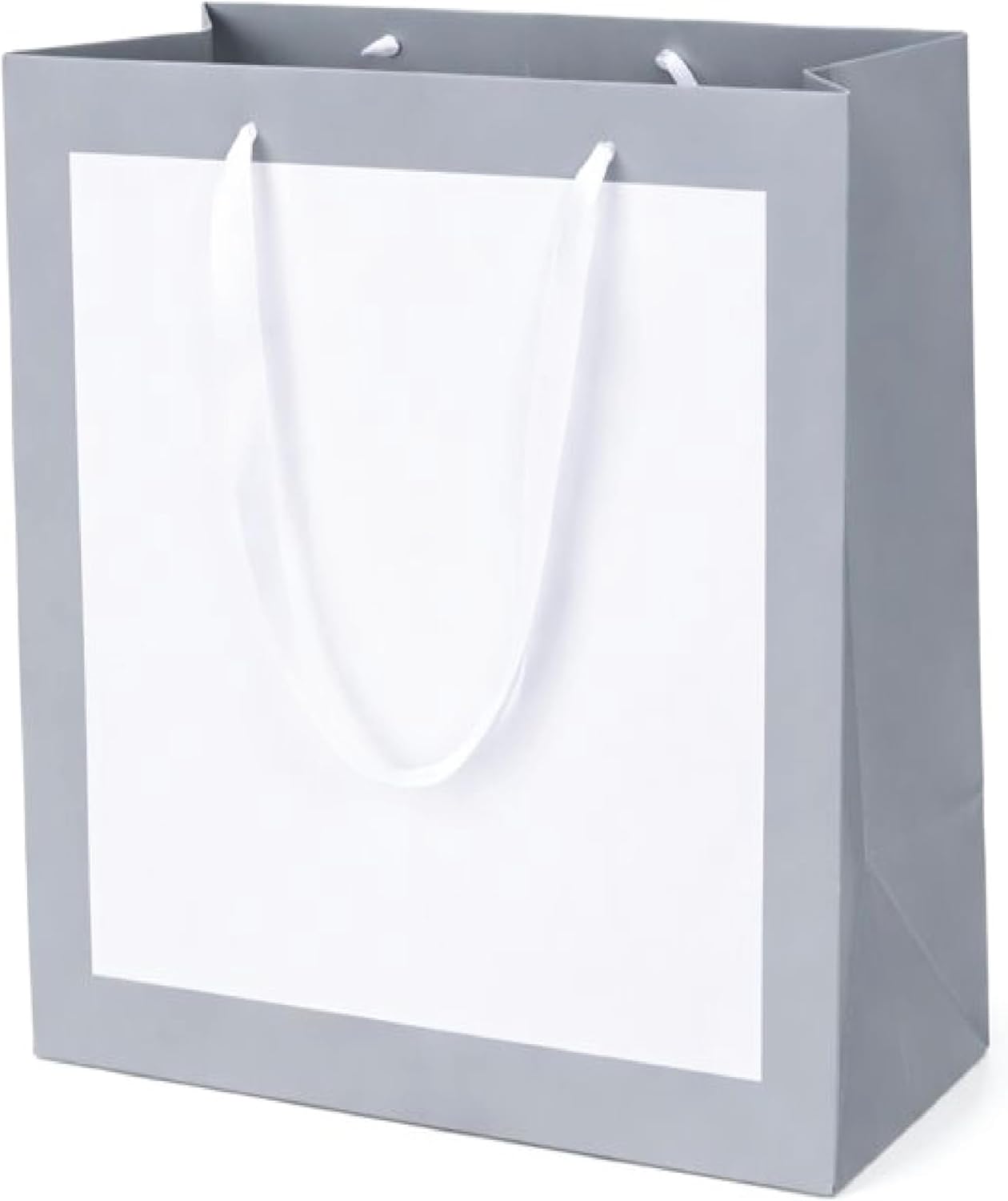Red Dot Gift® White with Green\grey (3 Sizes Available): Border Gift Bags, Shopping Bag Party Favor Bags with Grosgrain Ribbon Handle for Birthday. - Image 7