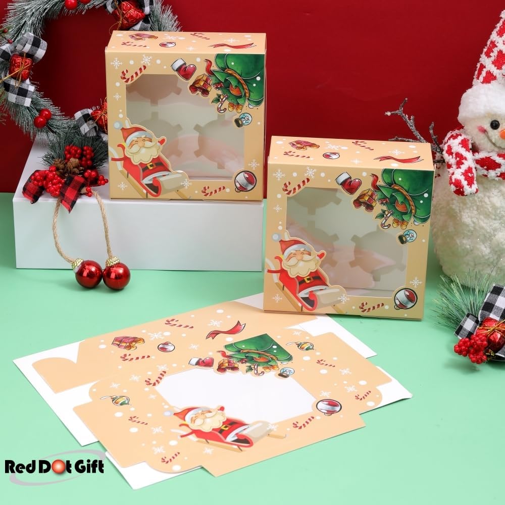 4 Cavities Christmas Paper Cupcake Box,Gift Box with Inserts Cupcake Containers Bakery Cake Carriers for Home Dessert Shop - Image 9
