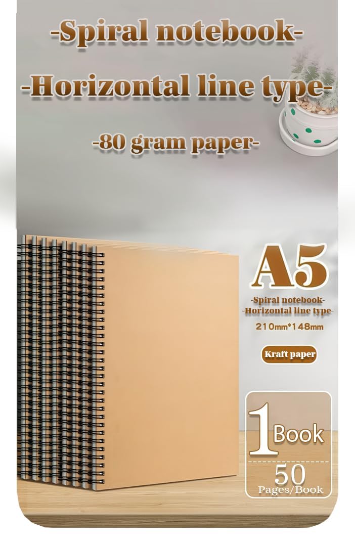 Red Dot Gift® A5 Brown Notebooks, Soft Cover Spiral Notebook Journal, Blank Sketch Book Pad, Wire bound Memo Notepads Diary Notebook Planner with lined Paper. - Image 3