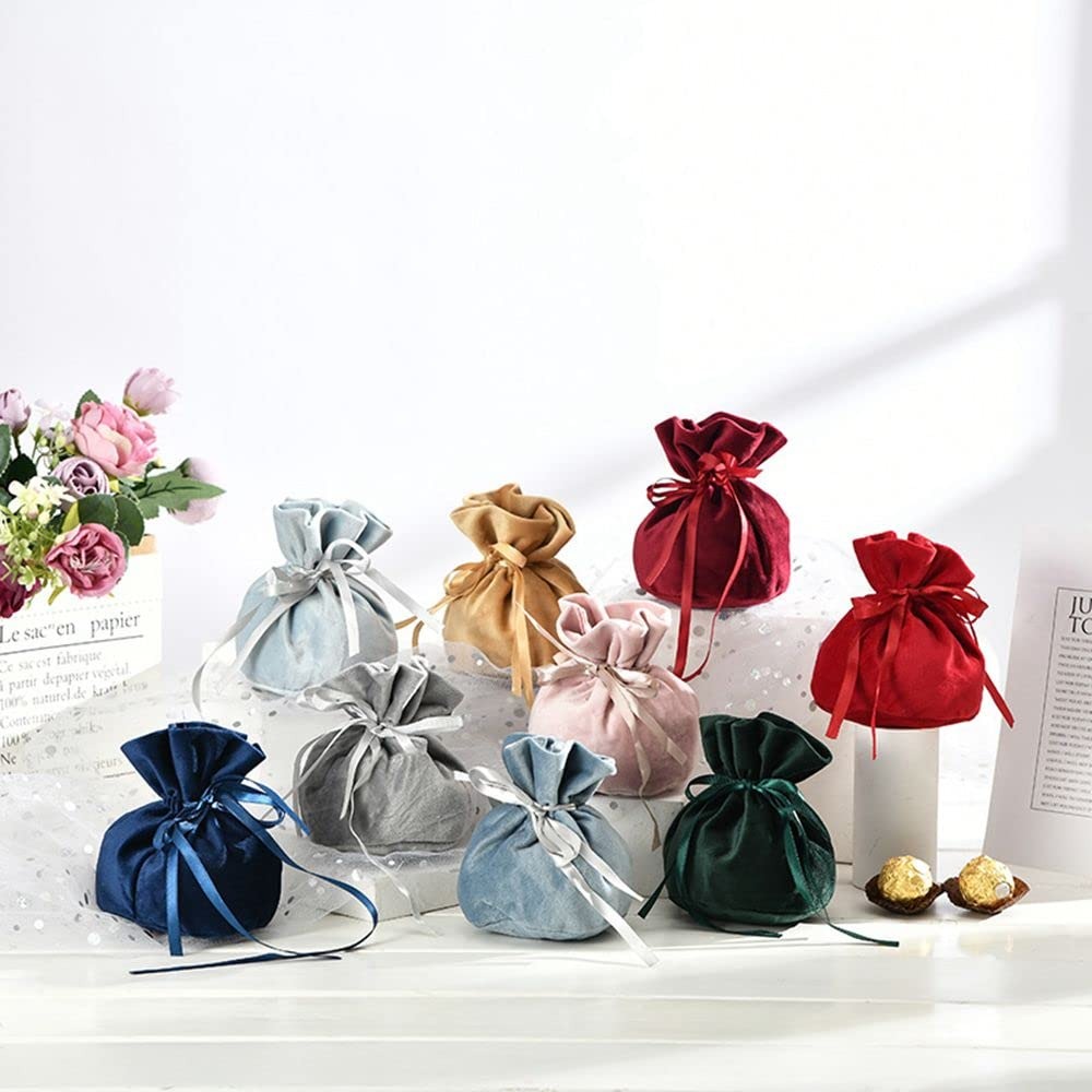 Velvet Pouch with drawstring closure in 6 colors