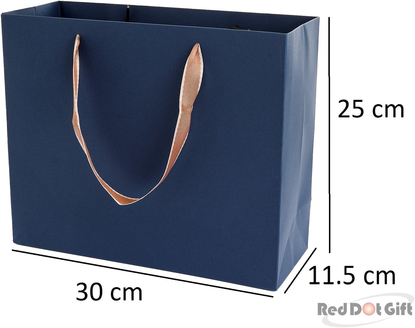 Red Dot Gift®Blue Color Plain Specialty Paper Bags, Shopping Paper Bags 230gsm Thickness Paper Bags with Gold Ribbon Handle. - Image 6