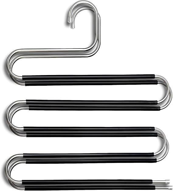 Red Dot Gift® S-Shape Pants Hangers Space Save Non-Slip Trousers Hangers Stainless Steel Clothes Hangers Closet Storage Organizer for Pants Jeans Scarf Hanging