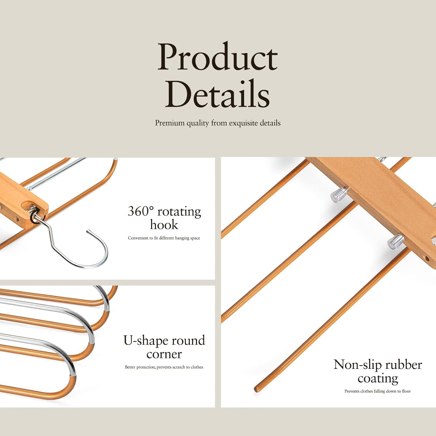 Perfect Space-Saving Magic Wooden Pants Hangers – Multi-Layer Closet Organizer for Slacks, Jeans, Pants Hangers, Scarves & Ties - Image 2