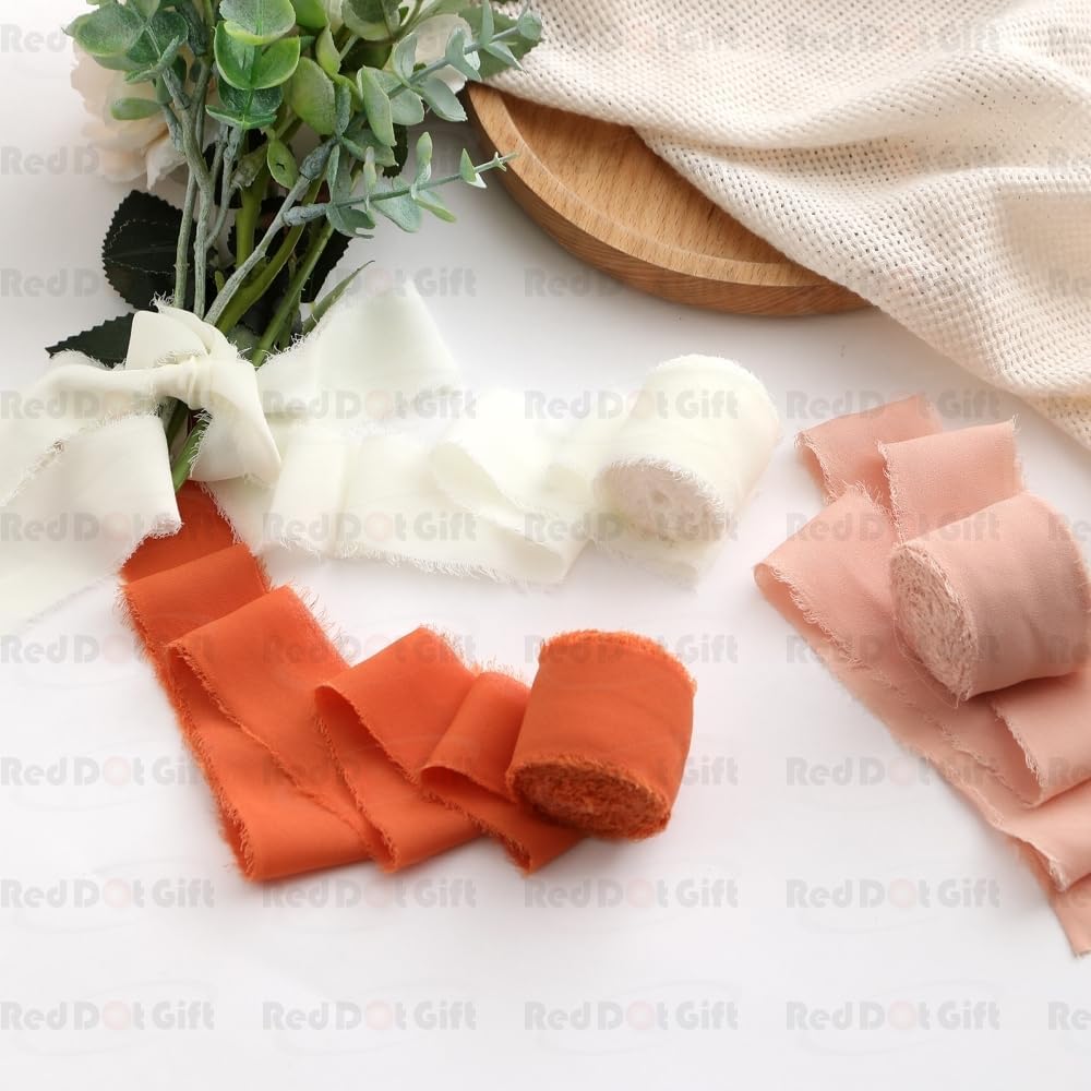 Ribbon 3 Rolls Chiffon Ribbons Packed, 1.5" x 7Yd Wrapping Ribbon Set for Gift Wrapping, Wedding Decor, Wedding Invitations, Bouquet Wrap, Flower Bouquet, Bridal Bouquets, DIY Crafts - Image 2