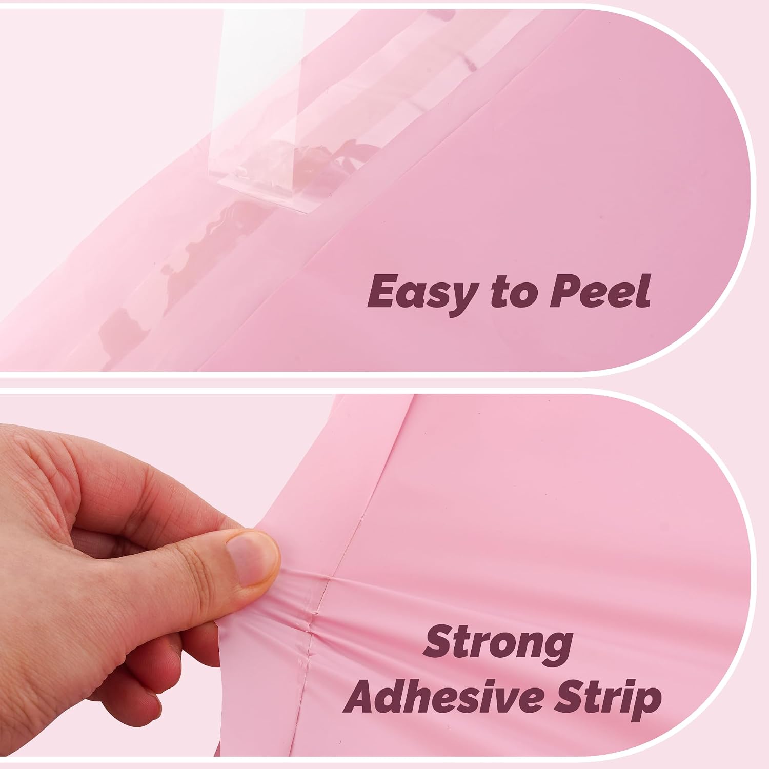50-Pack Baby Pink Poly Mailers – Heavy-Duty Matte Finishing Plastic Shipping Envelopes, Self-Seal Adhesive Courier Storage & Postal Mailing Bags with Opaque Inner Lining. - Image 5