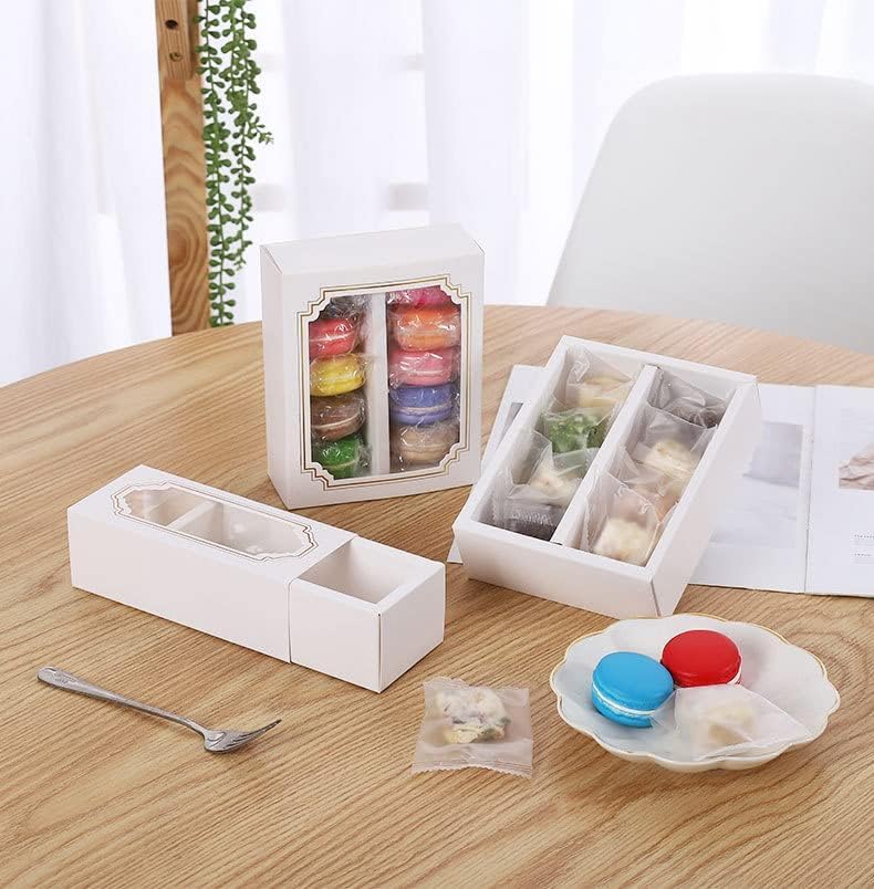 DIY Macarons Box Drawer Chocolate Box with Window (2 Size Options) – Sliding Sweet and Pastry Packaging Container with Clear Display for Gifts, Desserts, and Party Favors - Image 4
