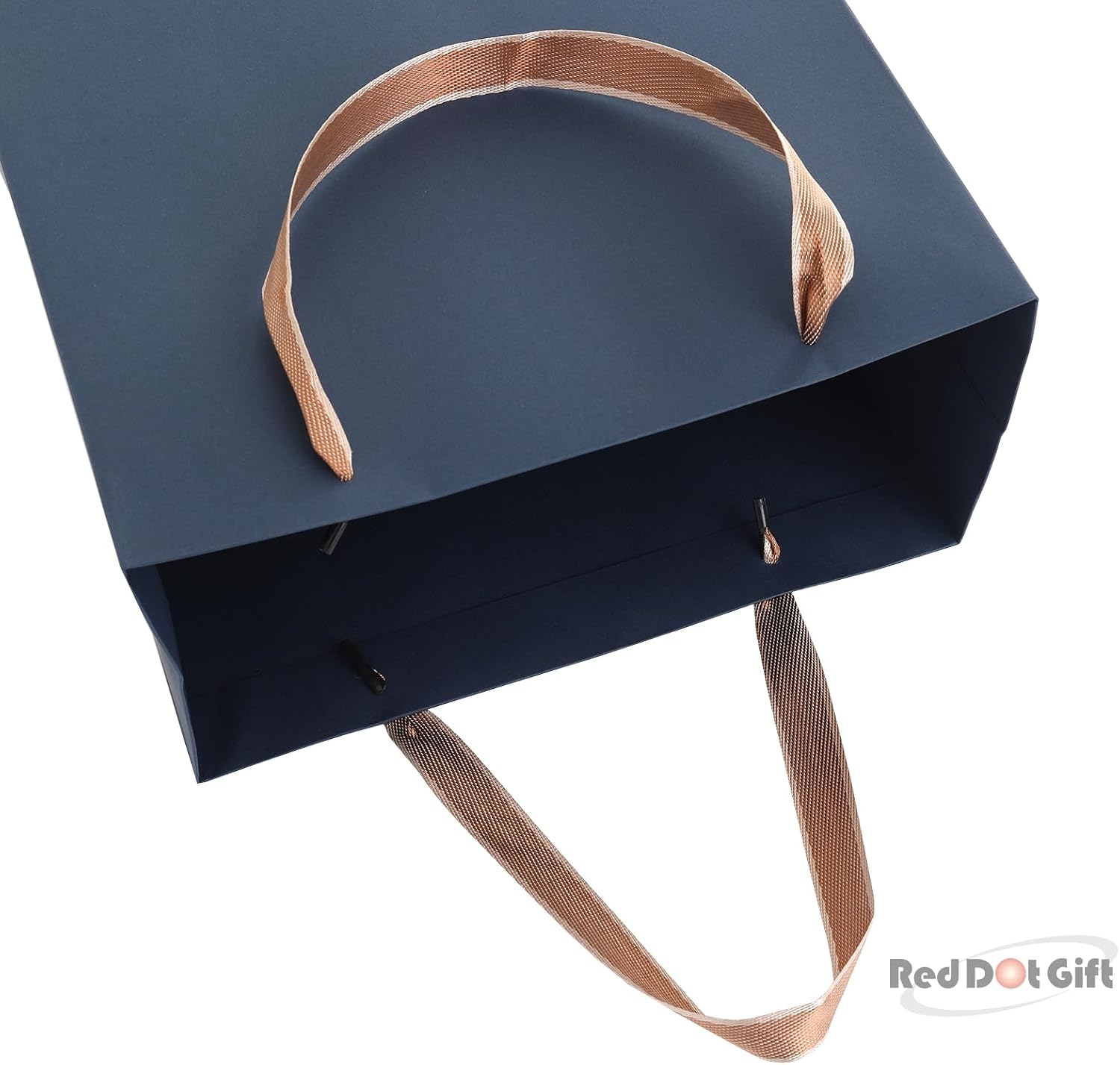 Red Dot Gift®Blue Color Plain Specialty Paper Bags, Shopping Paper Bags 230gsm Thickness Paper Bags with Gold Ribbon Handle. - Image 2