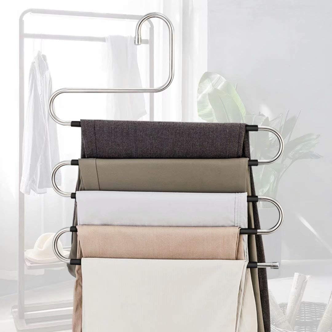 Red Dot Gift® S-Shape Pants Hangers Space Save Non-Slip Trousers Hangers Stainless Steel Clothes Hangers Closet Storage Organizer for Pants Jeans Scarf Hanging - Image 4