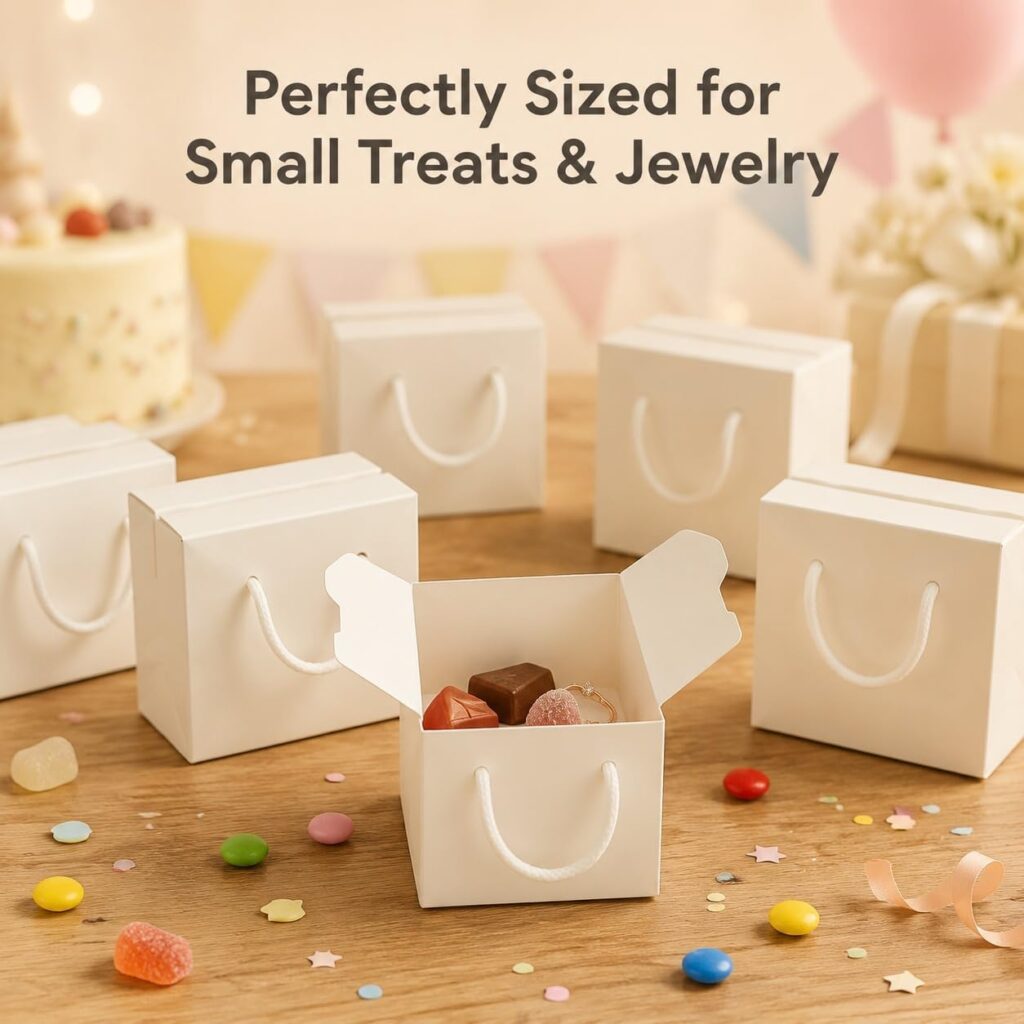 large white gift box with handle for gifts
