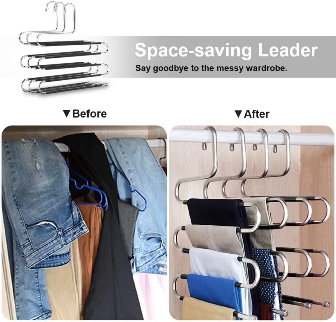 Red Dot Gift® S-Shape Pants Hangers Space Save Non-Slip Trousers Hangers Stainless Steel Clothes Hangers Closet Storage Organizer for Pants Jeans Scarf Hanging - Image 5