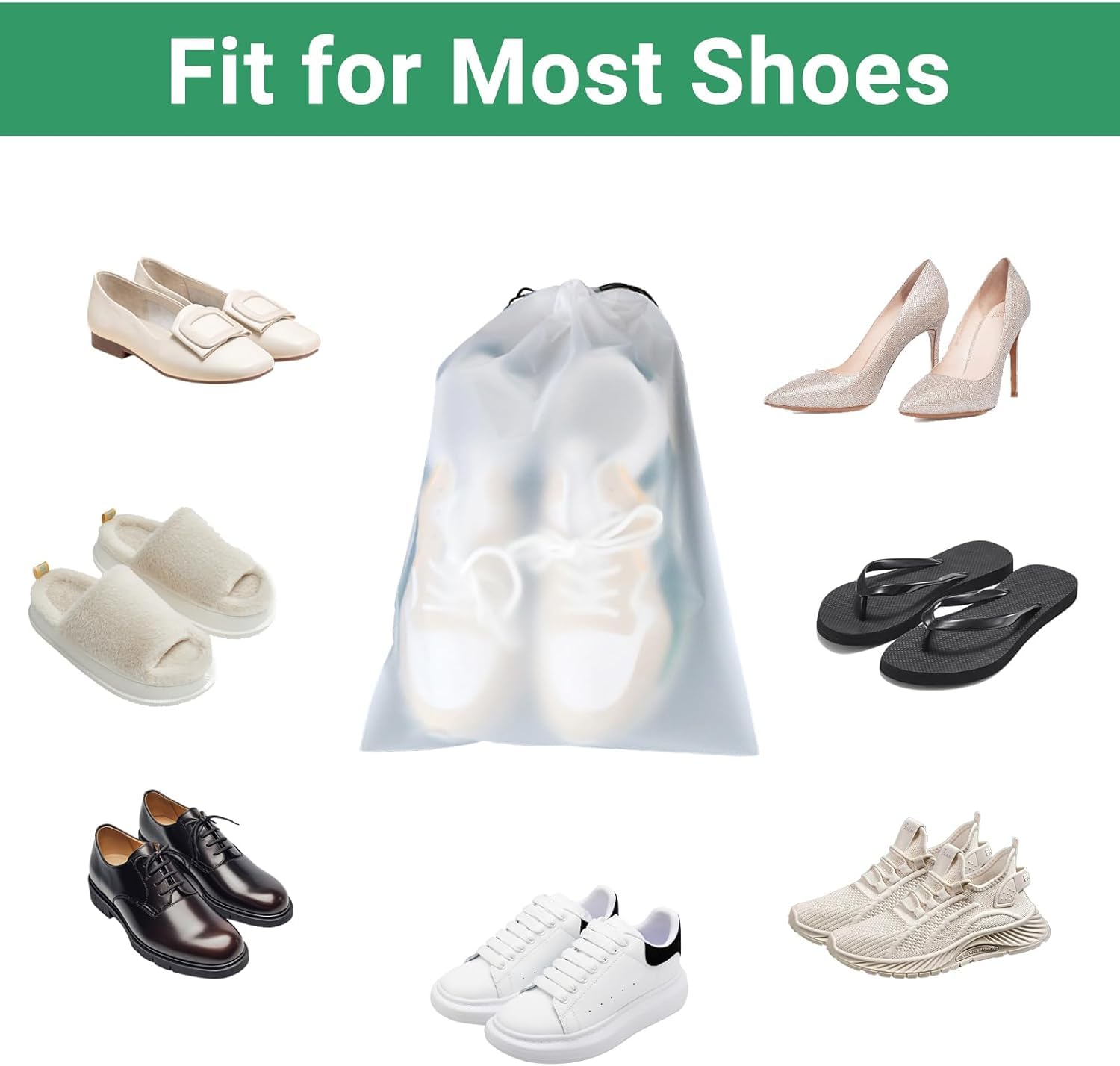 Red Dot Gift Frosted Travel Shoe Bags for Packing (2 sizes) 200/120 micron thick, waterproof drawstring shoe storage pouch, travel essentials for shoes, clothes, and Toiletries - Image 5