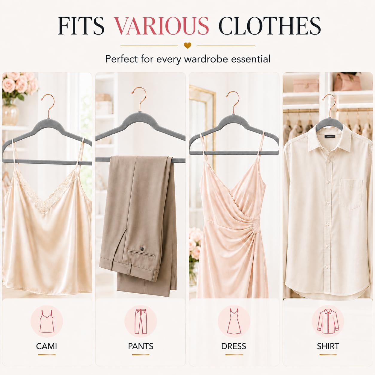 Premium Velvet Hangers with 360-Degree Swivel Rose Gold Hooks (45cm) – Ultra-Slim Space-Saving Non-Slip Heavy-Duty Clothes Hangers for Suits, Shirts, Coat & Dresses - Image 2