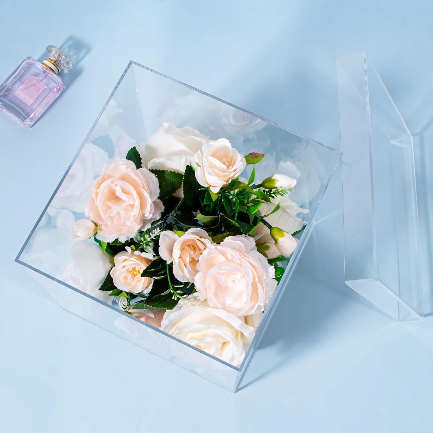 Acrylic Box, Transparent Plastic Box, Lid, and Base Box: Clear acrylic gift boxes with lid and base in seven square sizes, from 4.5 cm to 15 cm, for gifts, displays, crafts, and small product packaging. - Image 5