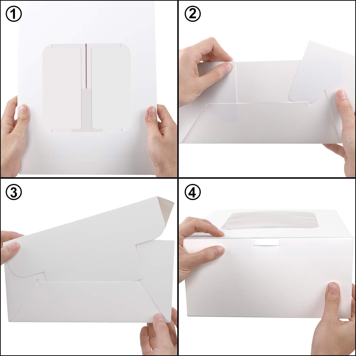 Bakery Boxes( Kraft & White) with Window - 25x25x12.5cm Flat DIY Pastry Boxes for Cakes, Pies, Cookies, and Cupcakes - Image 6