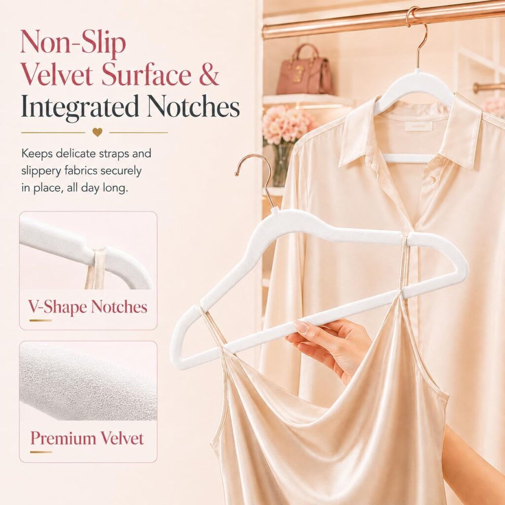 45cm velvet hangers with rose gold 360 degree swivel hooks