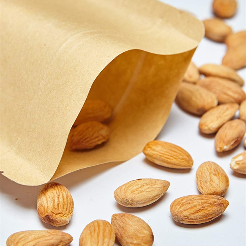50 Pieces (6 Sizes Available) Kraft Ziplock Bags with Window Stand-Up Bag Seal Paper Bag Resealable Large Food, Hurd Storage Pouch - Image 4