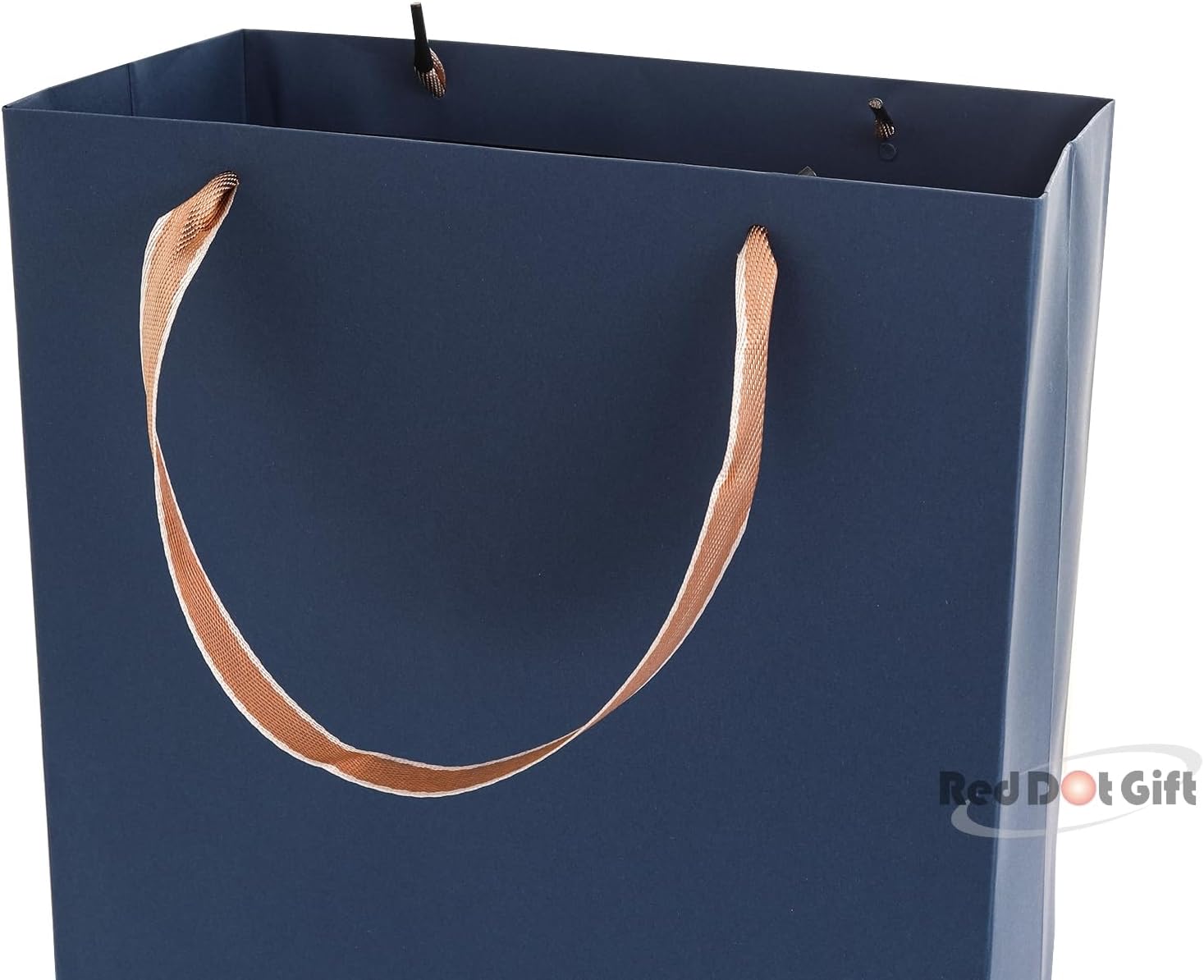 Red Dot Gift®Blue Color Plain Specialty Paper Bags, Shopping Paper Bags 230gsm Thickness Paper Bags with Gold Ribbon Handle. - Image 4