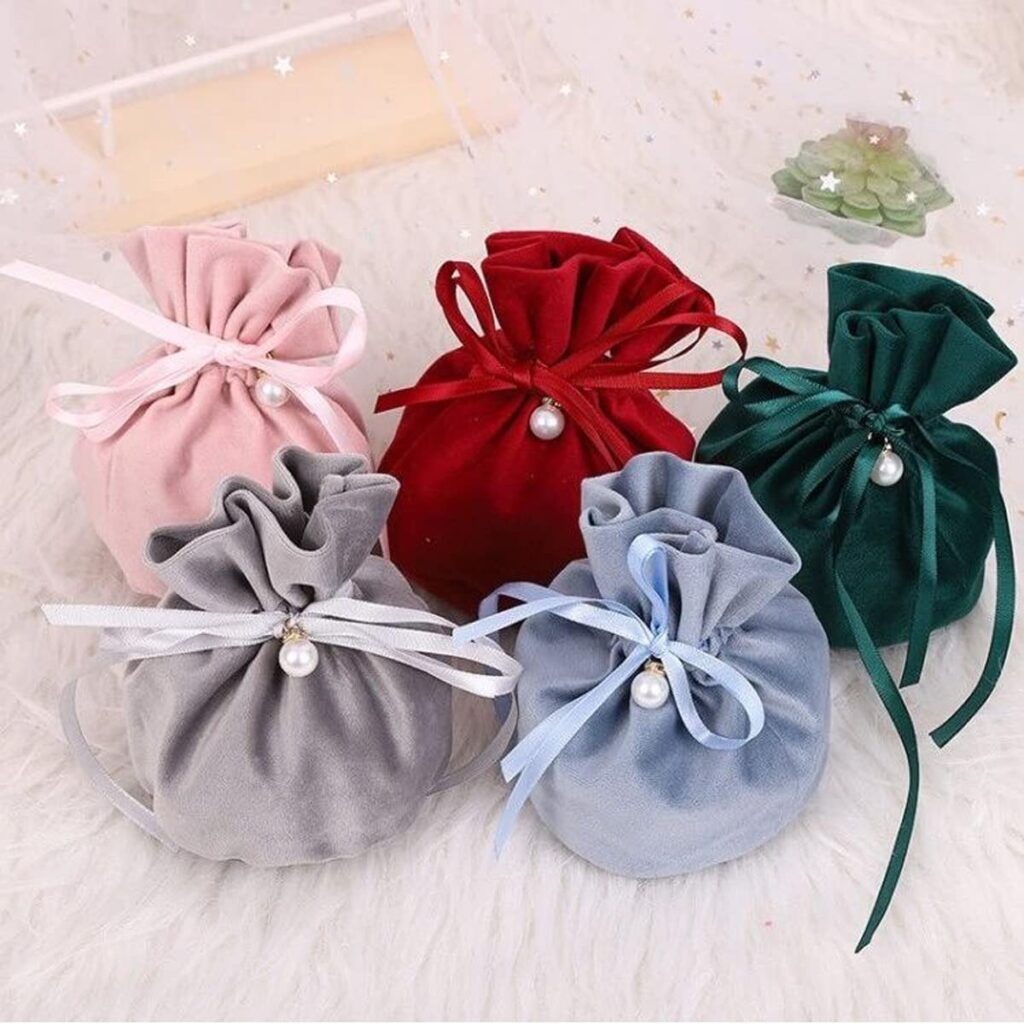 Velvet Pouch with drawstring closure in 6 colors
