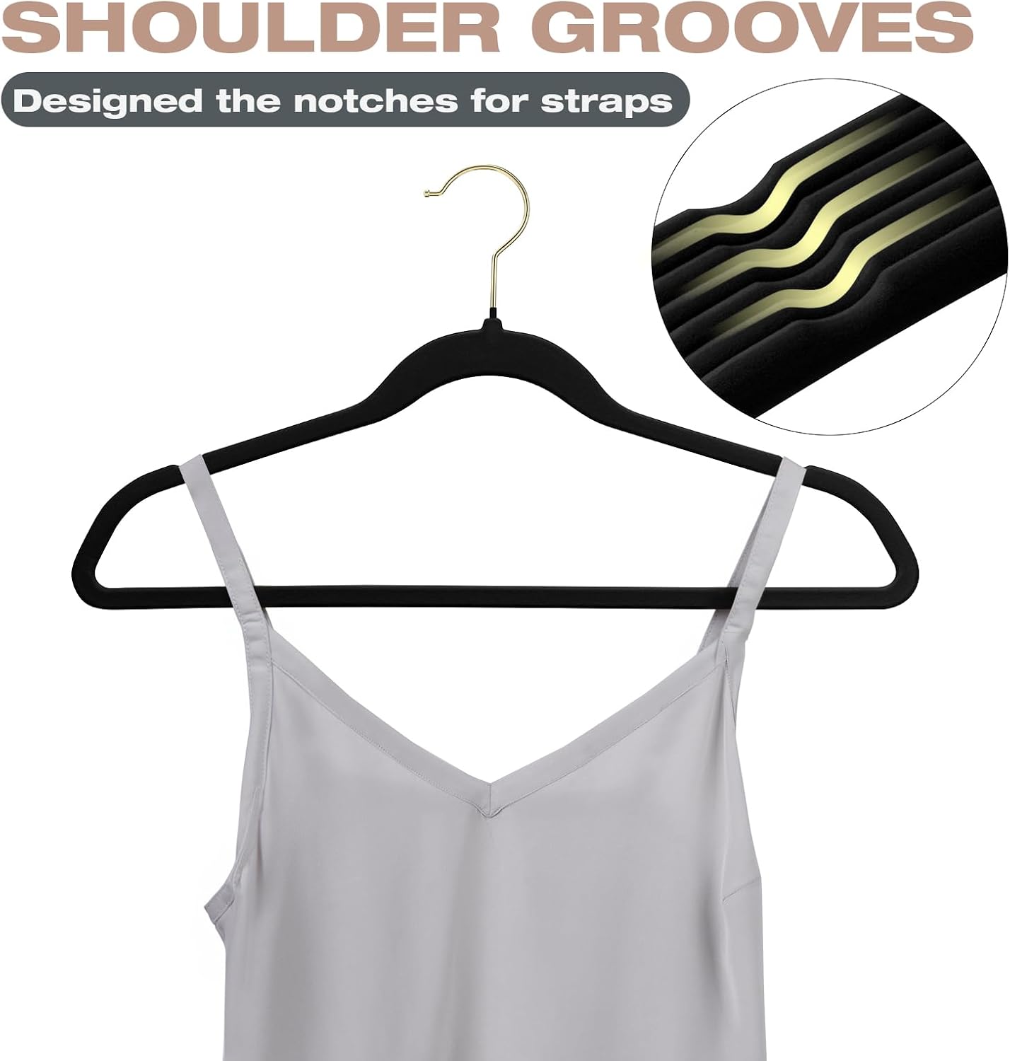 Premium Velvet Clothes Hangers with Shiny Gold Swivel Hooks – Ultra-Thin Non-Slip Heavy-Duty Suit Hangers, Space-Saving Felt Hangers for Closet Organization - Image 5