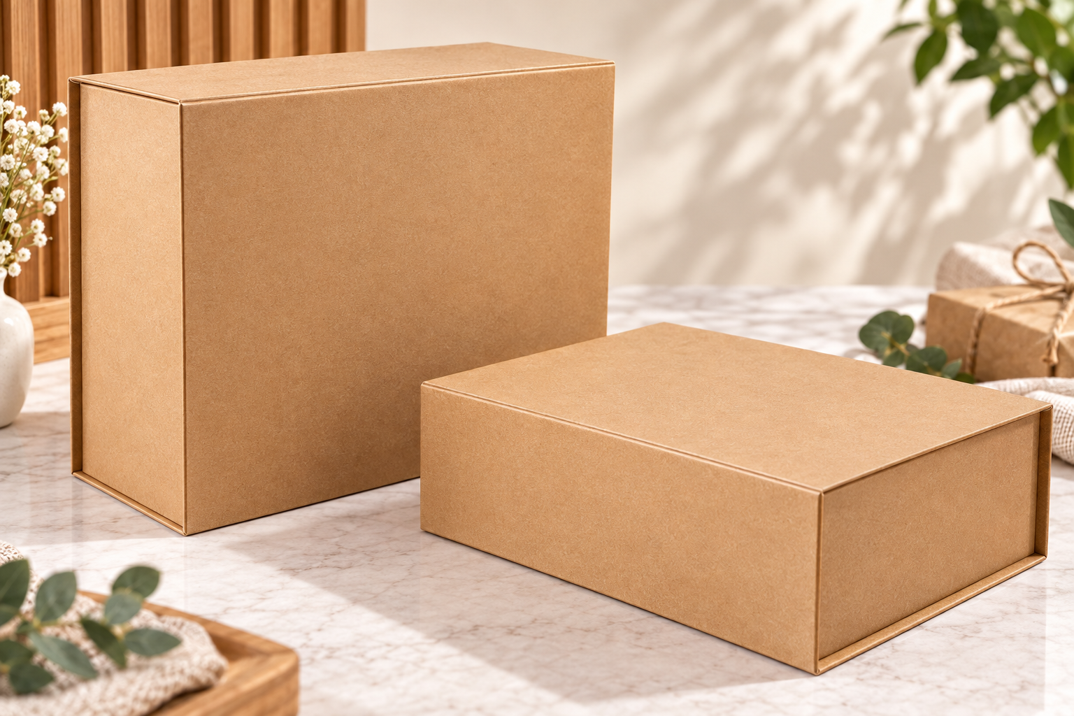 Red Dot Gift Kraft Color Flat Cardboard Magnet Boxes (3 Size Options) – Easy-to-Fold Style Premium Packaging Containers for Gift Giving, Secure Shipping, and Retail Storage Solutions - Image 2
