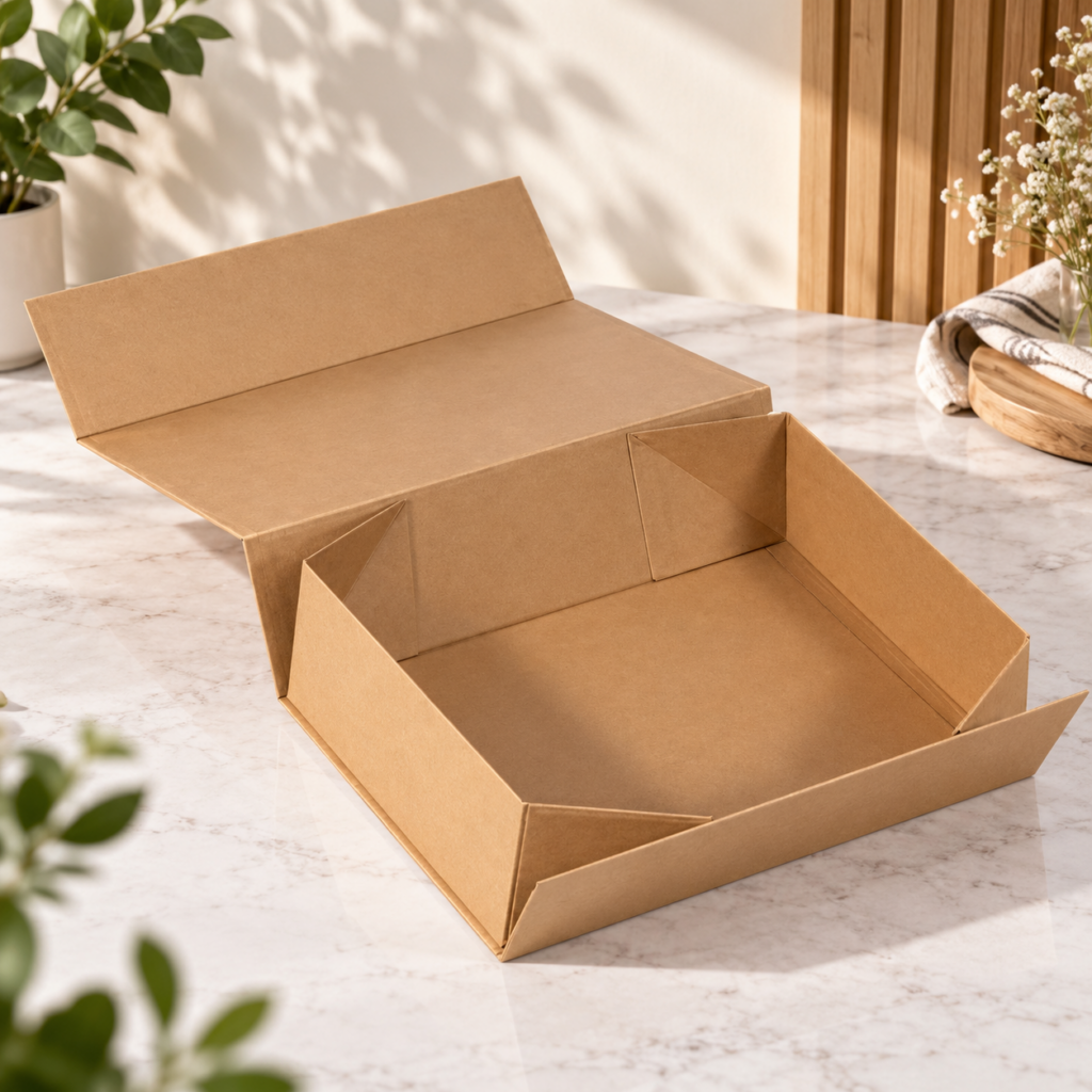 Kraft cardboard Magnet Boxes with magnetic closure in 3 sizes