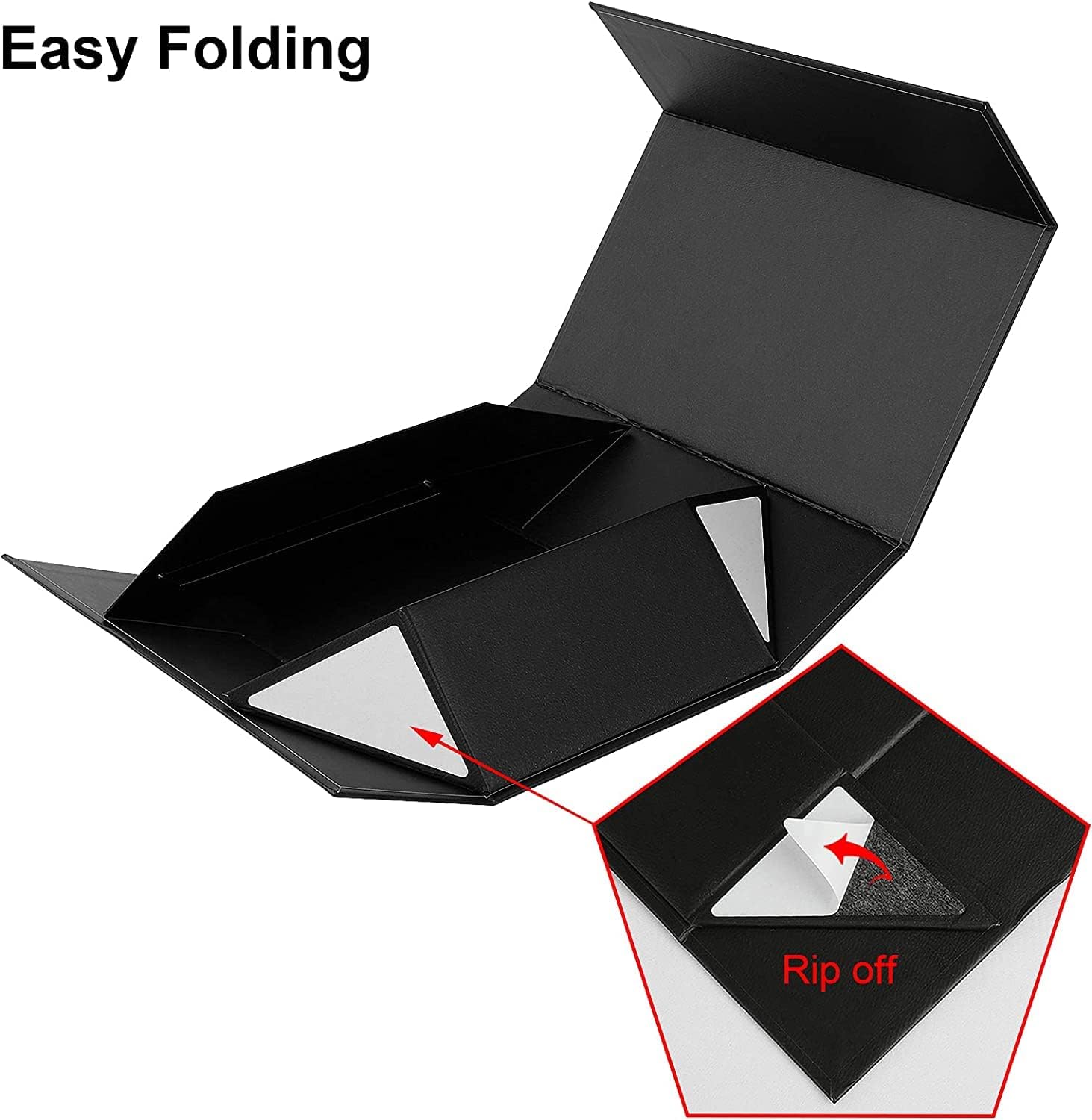 Black Color Flat Cardboard Boxes, Magnet Boxes, for Gifts, Packing, Easy-to-Fold Style - Image 7