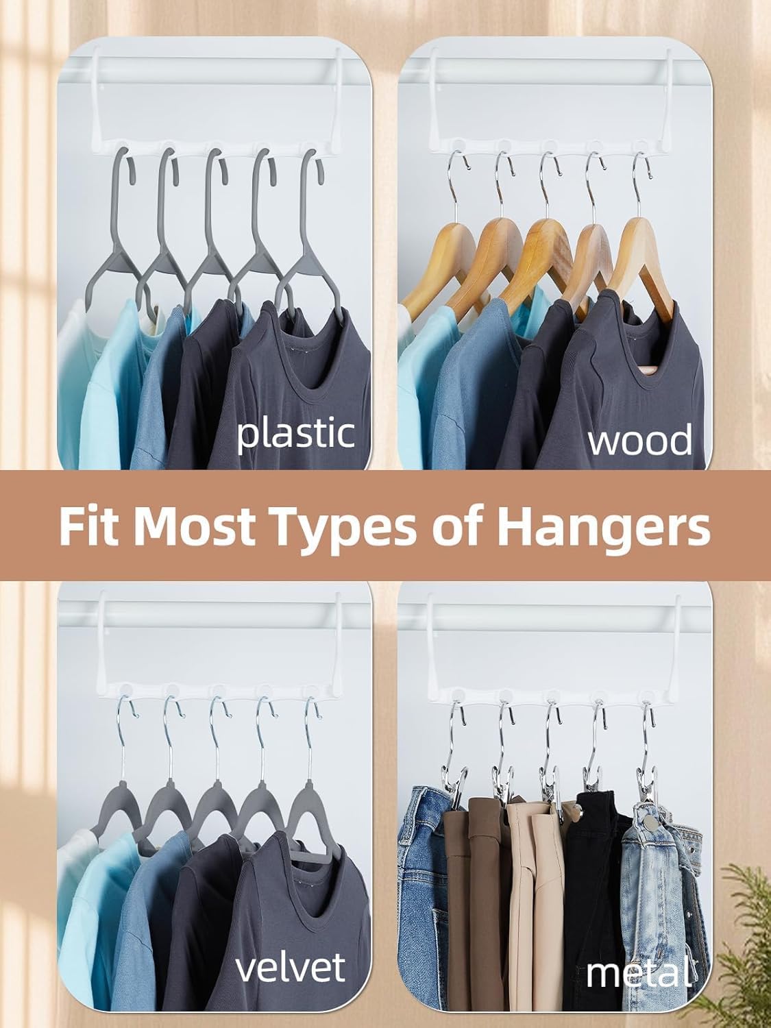 HOUSE DAY Closet Organizers and Storage,Magic Hangers Space Saving Clothes Hangers,Sturdy Plastic Hangers with 5 Holes for Wardrobe Closet Organization.. - Image 6