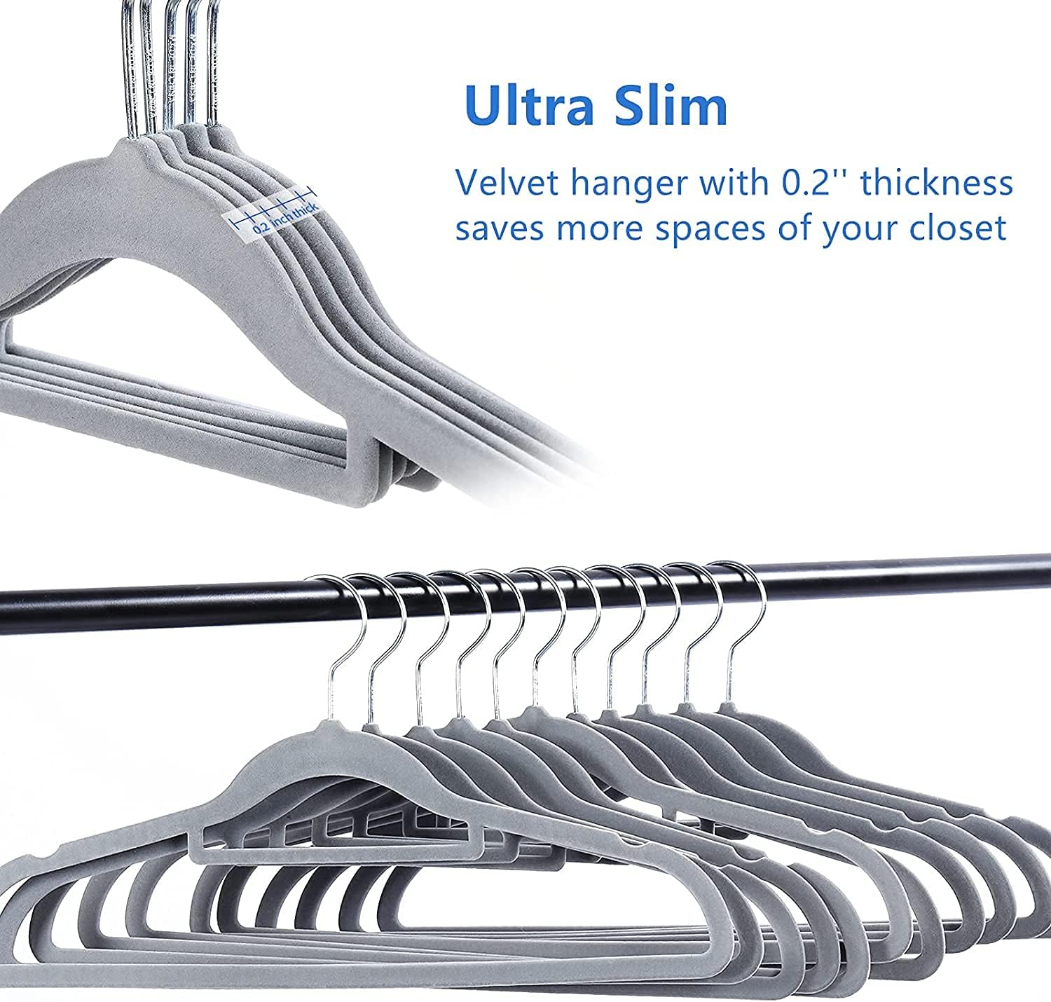 Non-Slip Velvet Hangers 42cm ( 5 Colors Option ) with 360 Degree Rotatable Hook – Durable & Slim – Non-Slip Hangers for Coat Hangers – Pant Hangers… - Image 4