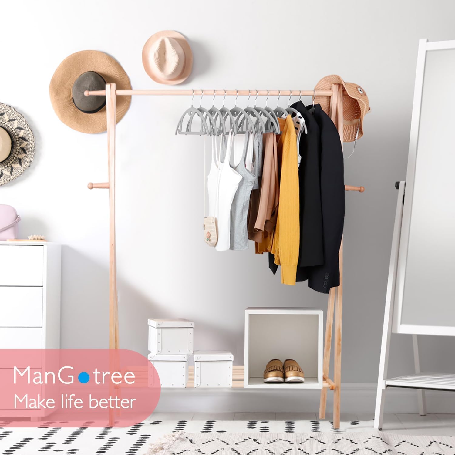 ManGotree Velvet Hangers with Cascade Hole, Non-Slip Rounded Clothes Hangers, Sturdy Felt Hangers, Space-Saving Suit Hangers for Sweaters, Pants, Dresses, Skirts, and Coats - Image 14