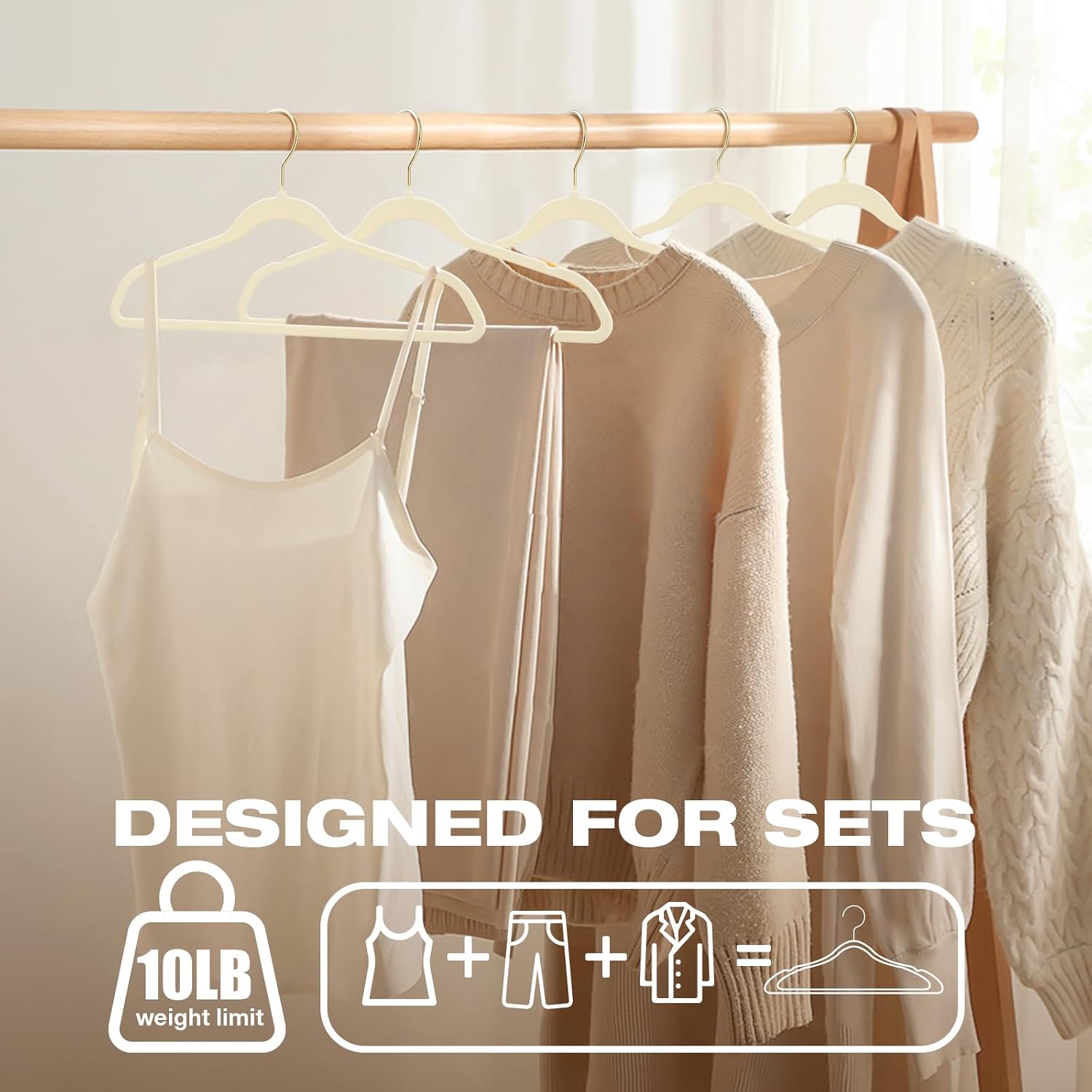 Premium Velvet Clothes Hangers with Shiny Gold Swivel Hooks – Ultra-Thin Non-Slip Heavy-Duty Suit Hangers, Space-Saving Felt Hangers for Closet Organization - Image 7