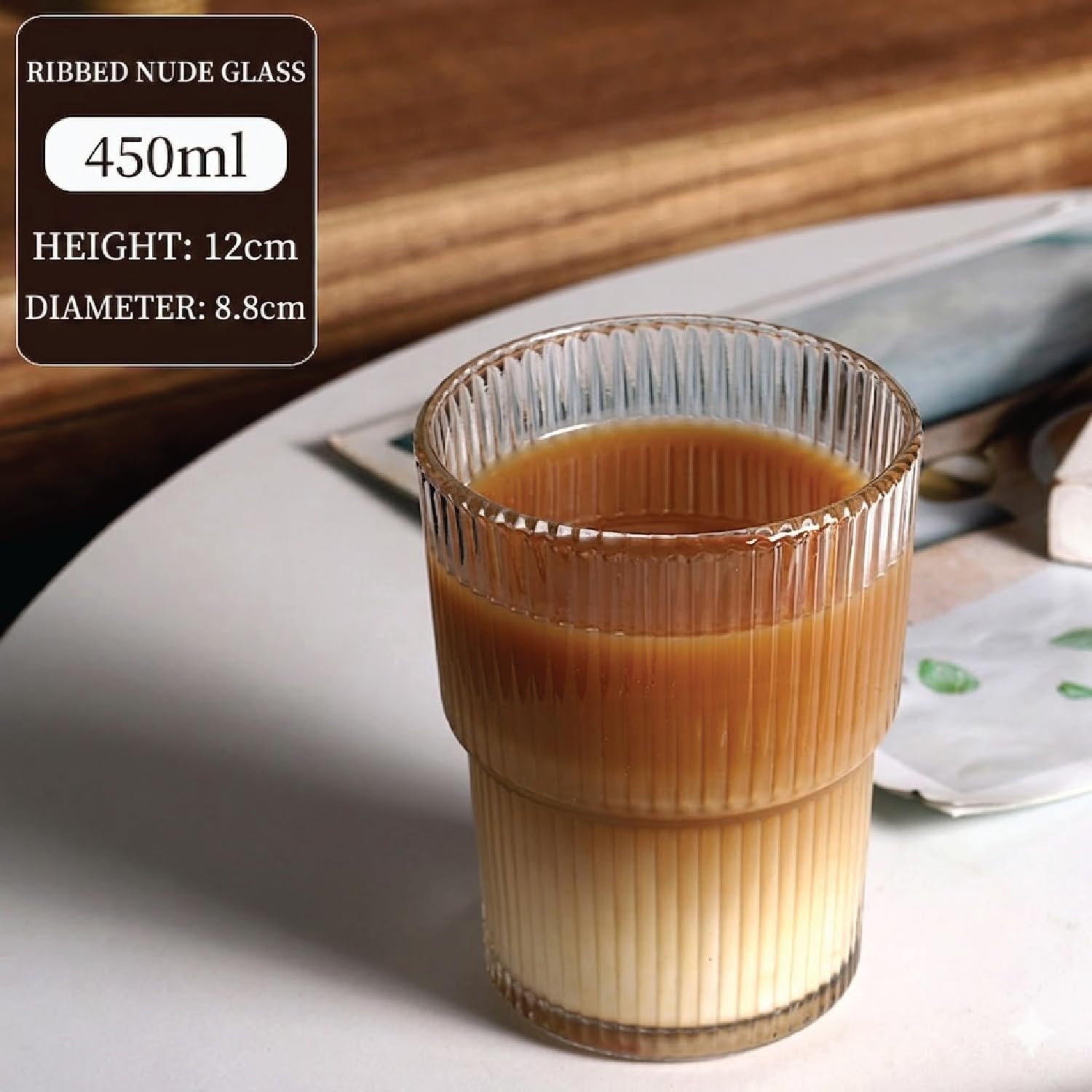 Red Dot Gift 2-Pack Ribbed Clear Glass Tumbler Set with Lids and Straws, Thick Drinking Glasses for Iced Coffee, Smoothies, and Cold Beverages - Image 3