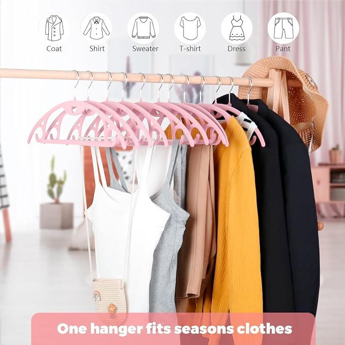 ManGotree Velvet Hangers with Cascade Hole, Non-Slip Rounded Clothes Hangers, Sturdy Felt Hangers, Space-Saving Suit Hangers for Sweaters, Pants, Dresses, Skirts, and Coats - Image 2