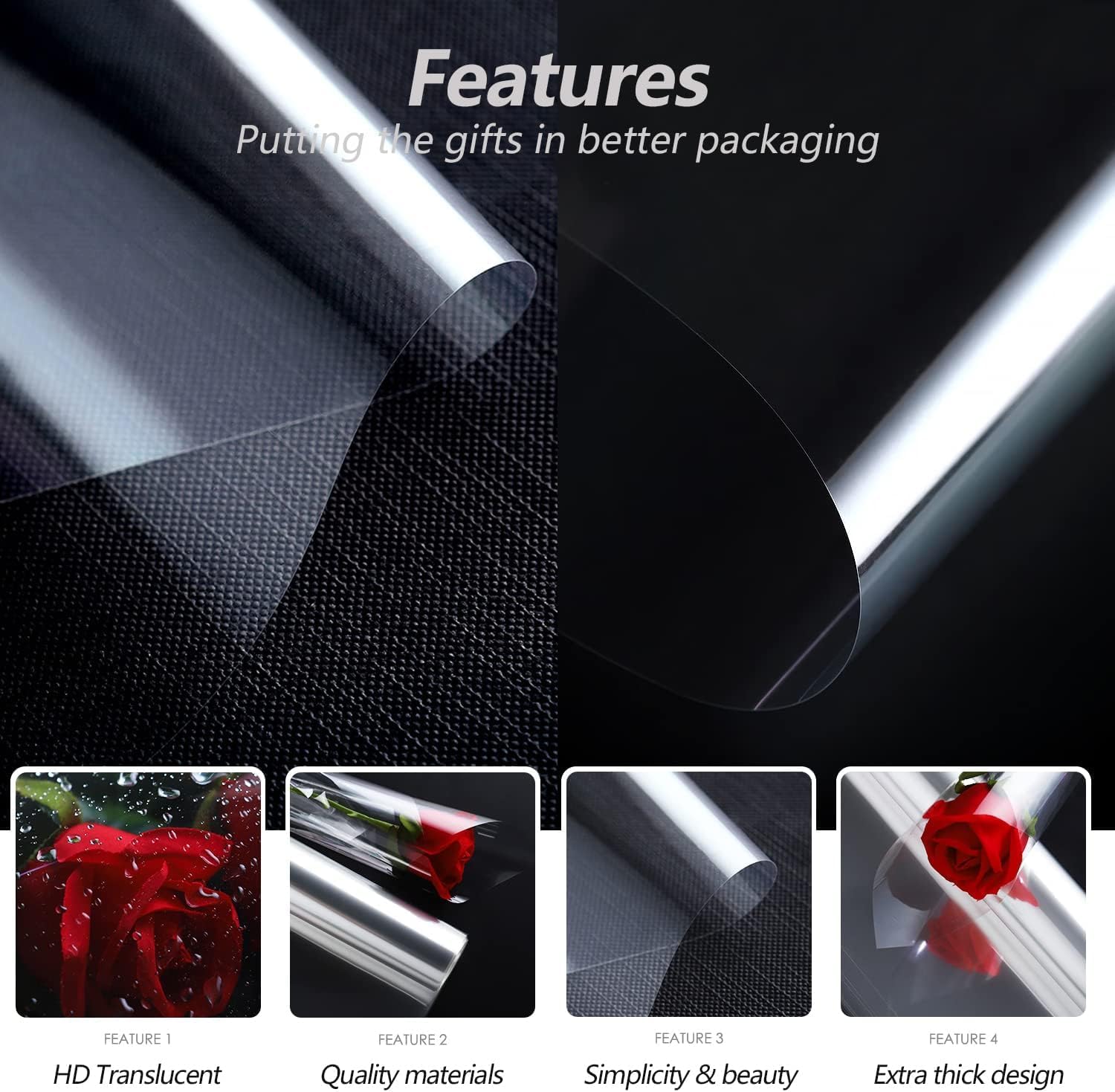 Clear Cellophane Wrap Roll (3 Sizes Options)Transparent Wrapping Cellophane for Flower Baskets Gift Wrap Crafts Supplies, Flower Wrap, Gift Wrap - Image 6