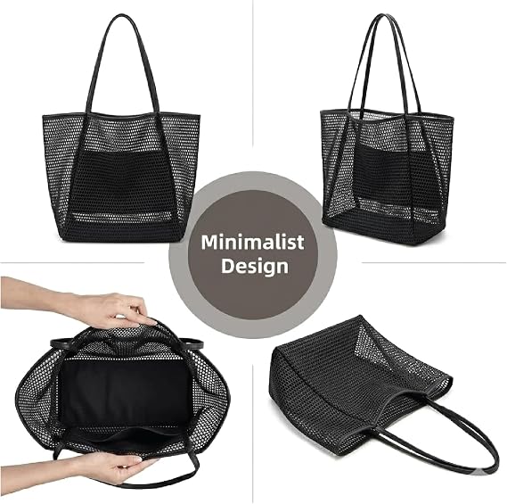 Red Dot Gift Mesh Beach Bag - Large Foldable Tote Bag with Zippered Pocket, Lightweight Breathable Sandproof Shoulder Bag for Vacation, Swimming & Gym | Mesh Beach Bag. - Image 8