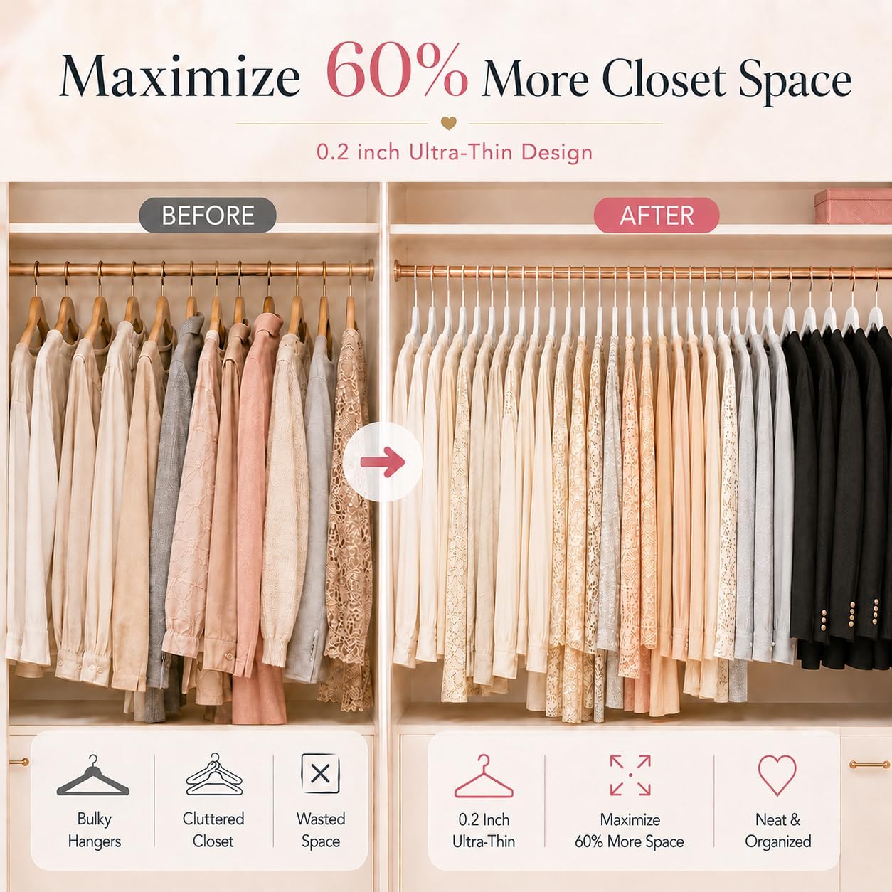Premium Velvet Hangers with 360-Degree Swivel Rose Gold Hooks (45cm) – Ultra-Slim Space-Saving Non-Slip Heavy-Duty Clothes Hangers for Suits, Shirts, Coat & Dresses - Image 7