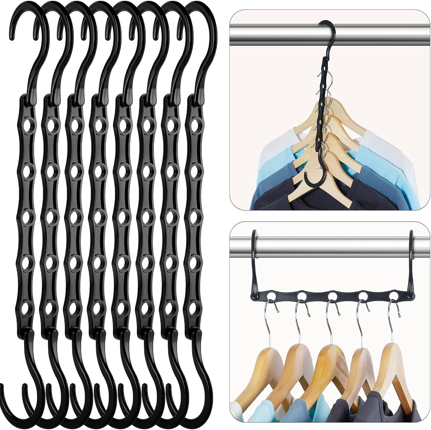 HOUSE DAY Closet Organizers and Storage,Magic Hangers Space Saving Clothes Hangers,Sturdy Plastic Hangers with 5 Holes for Wardrobe Closet Organization.. - Image 7