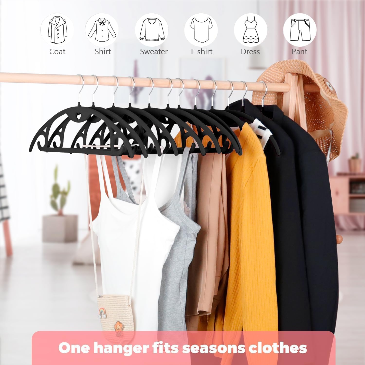 ManGotree Velvet Hangers with Cascade Hole, Non-Slip Rounded Clothes Hangers, Sturdy Felt Hangers, Space-Saving Suit Hangers for Sweaters, Pants, Dresses, Skirts, and Coats - Image 11