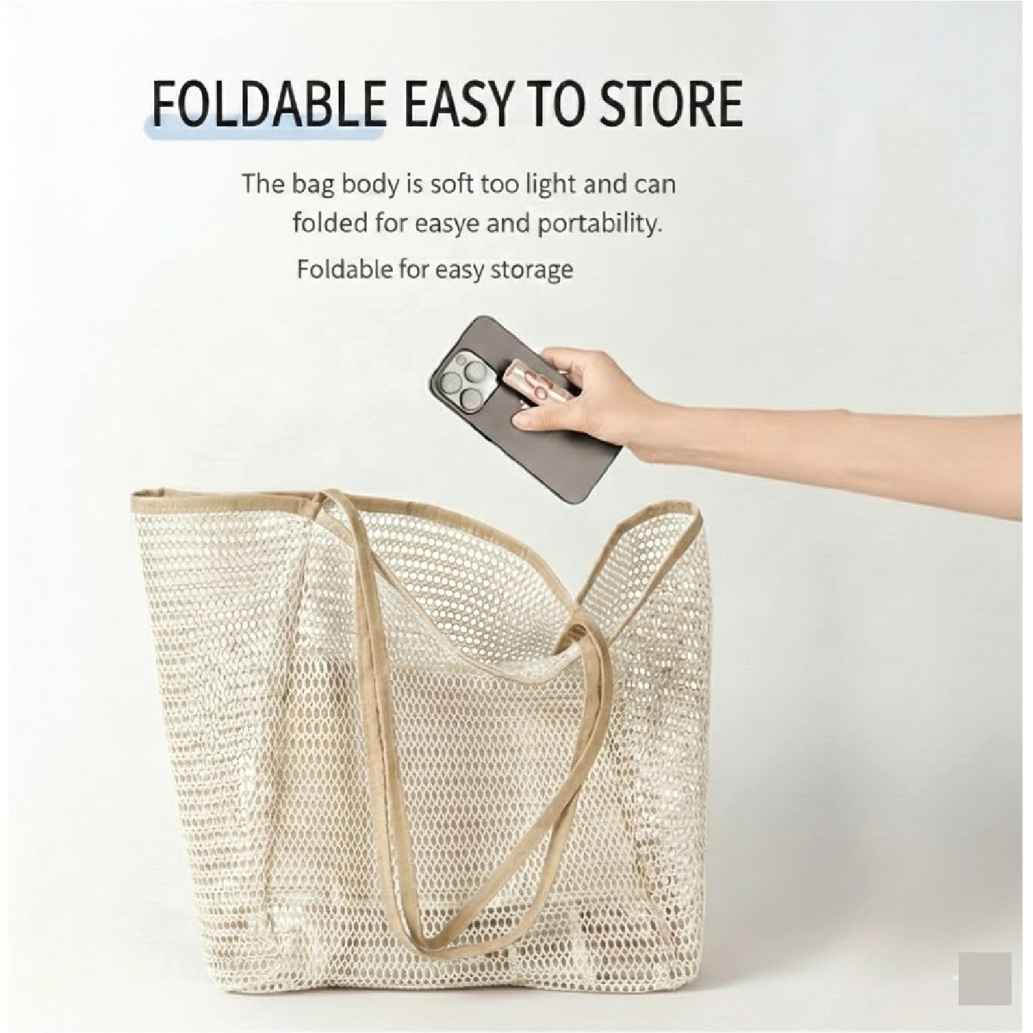 Red Dot Gift Mesh Beach Bag - Large Foldable Tote Bag with Zippered Pocket, Lightweight Breathable Sandproof Shoulder Bag for Vacation, Swimming & Gym | Mesh Beach Bag. - Image 10