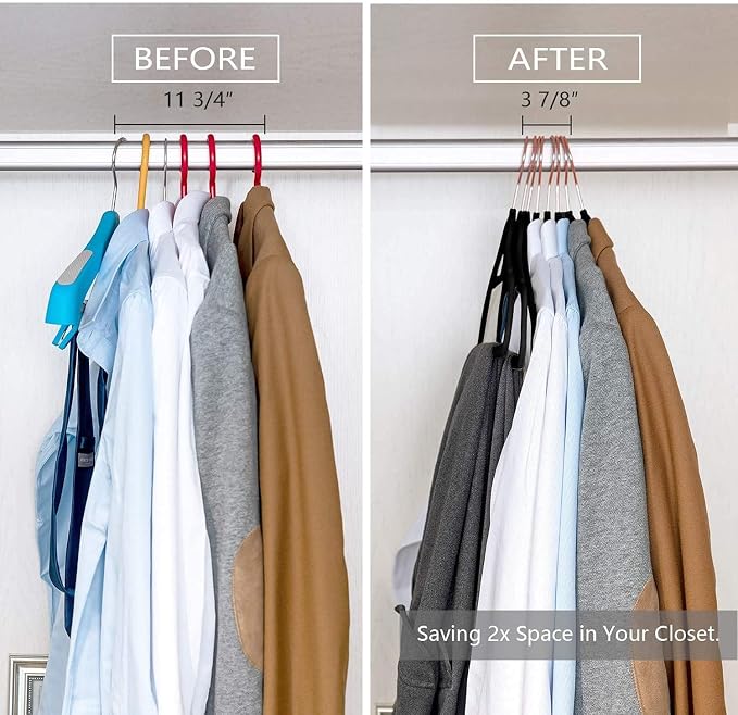 Premium Velvet Hangers with 360-Degree Swivel Rose Gold Hooks (42cm) – Ultra-Slim Space-Saving Non-Slip Heavy-Duty Clothes Hangers for Suits, Shirts, Coat & Dresses - Image 6