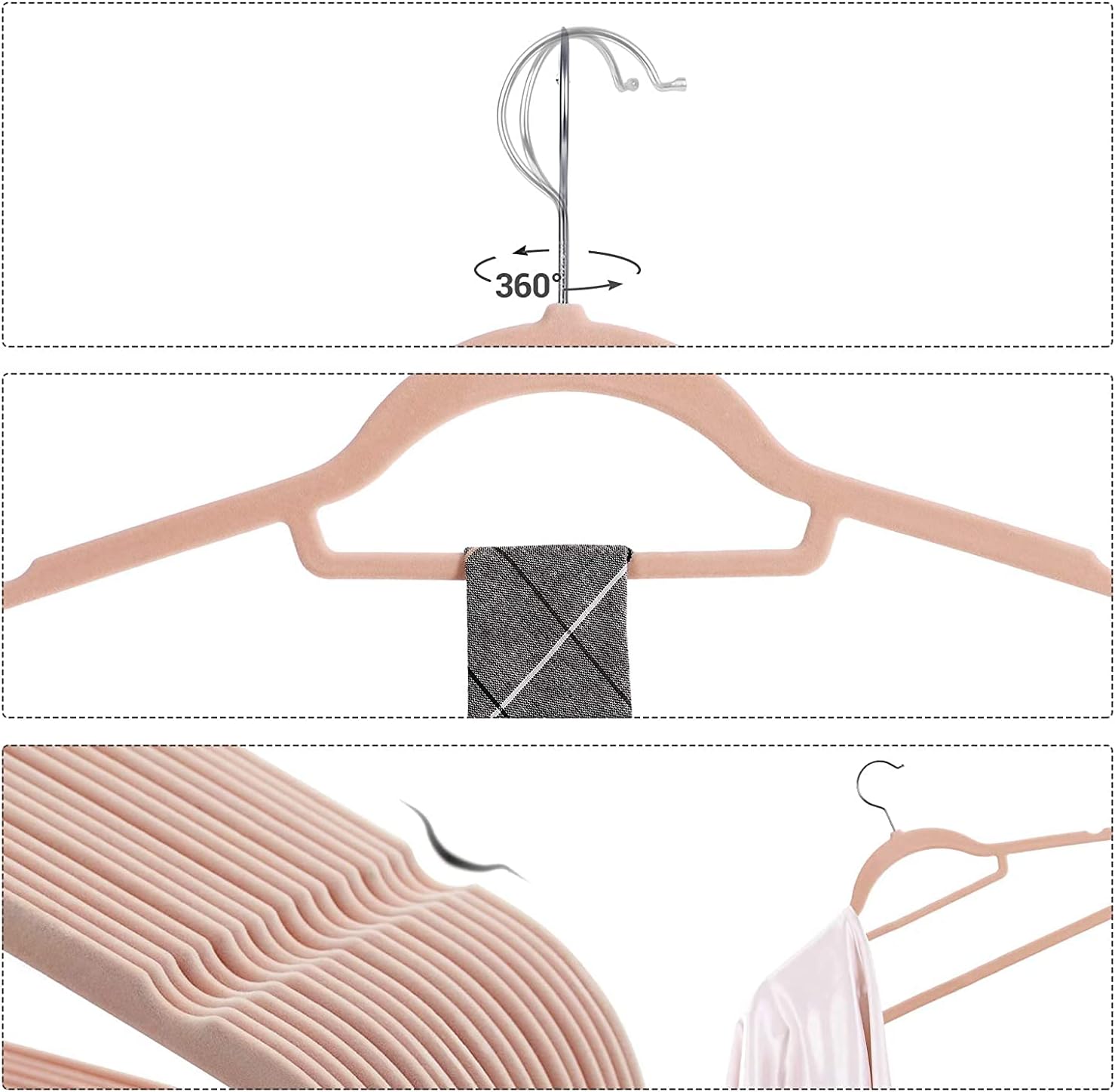 Non-Slip Velvet Hangers 42cm ( 5 Colors Option ) with 360 Degree Rotatable Hook – Durable & Slim – Non-Slip Hangers for Coat Hangers – Pant Hangers… - Image 6