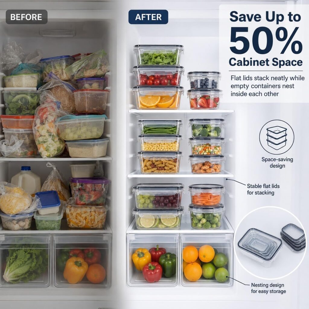 12-pack meal prep containers with airtight lids for food storage