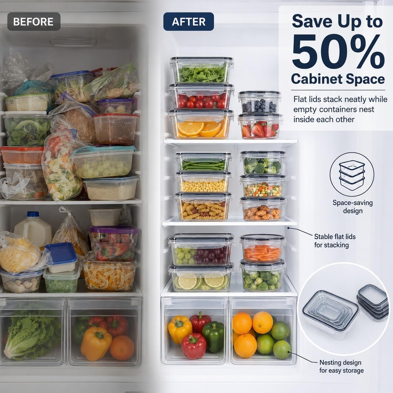 12-pack meal prep containers with airtight lids for food storage