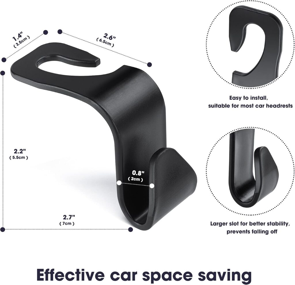 Car Headrest Hooks 4-pack back seat organizers