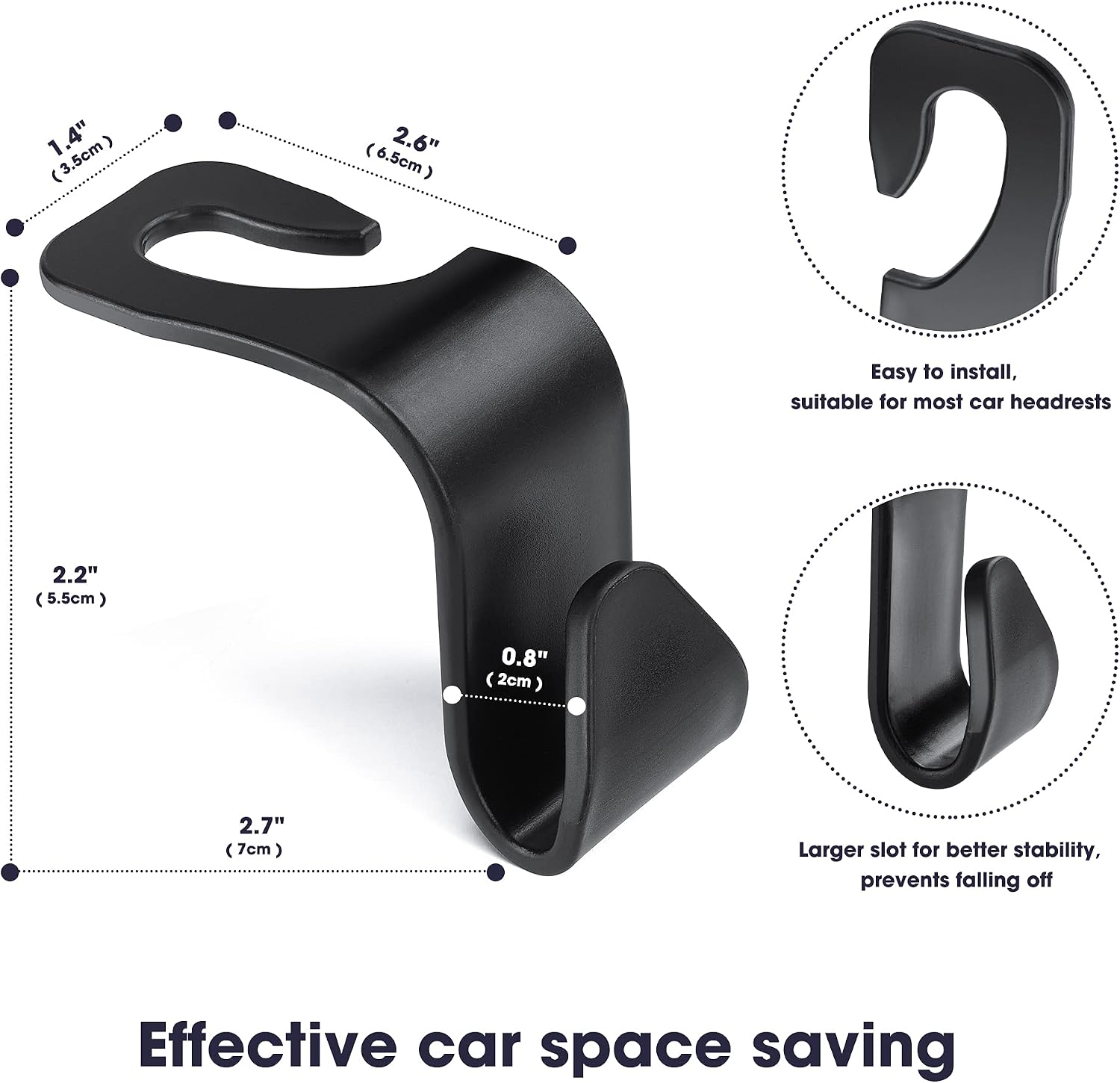 Car Headrest Hooks 4-pack back seat organizers