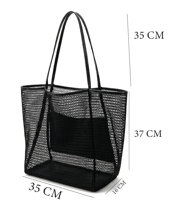 Red Dot Gift Mesh Beach Bag - Large Foldable Tote Bag with Zippered Pocket, Lightweight Breathable Sandproof Shoulder Bag for Vacation, Swimming & Gym | Mesh Beach Bag. - Image 9