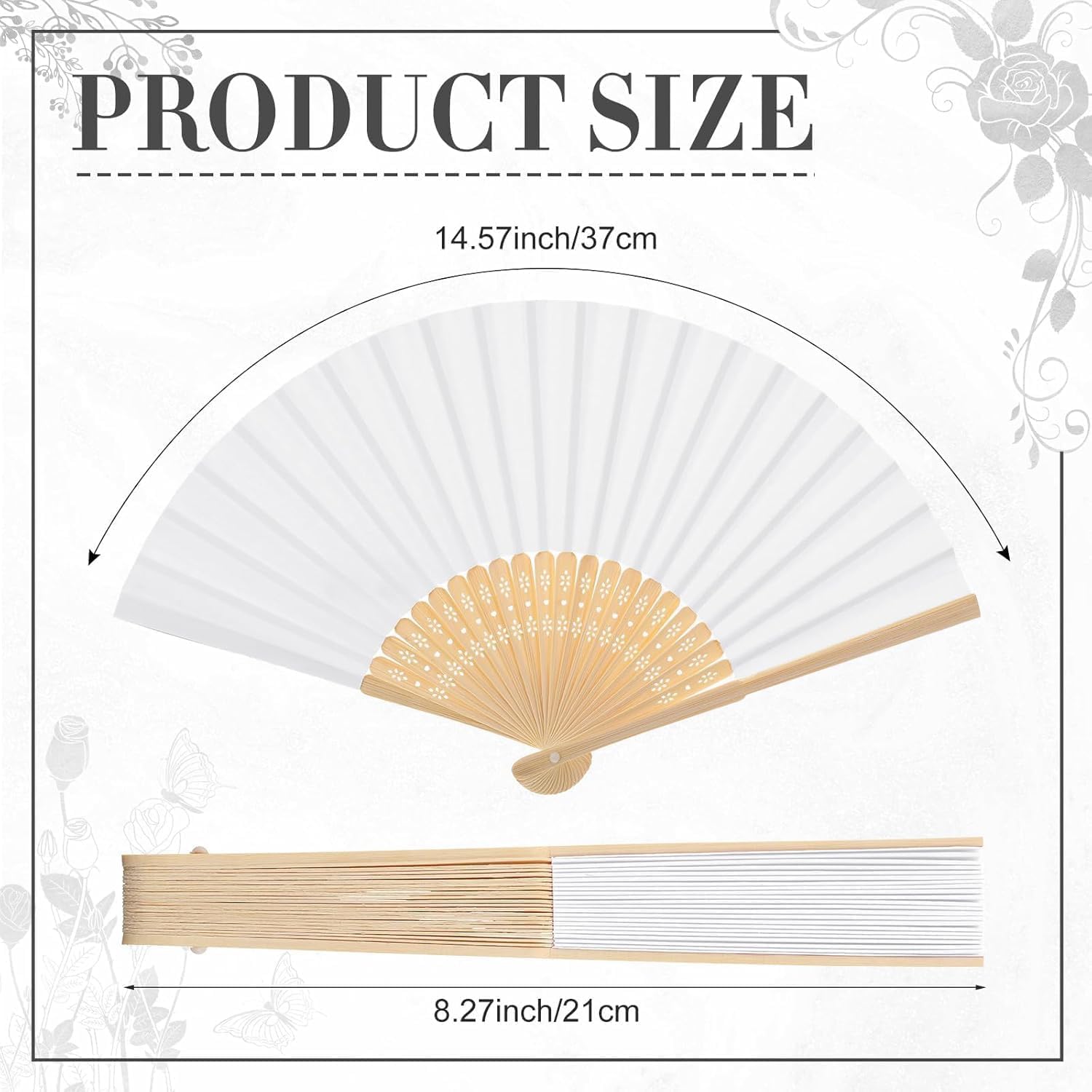 Red Dot Gift®Folding Fans Bamboo Handheld Fans Paper Folded Fans for Wedding Gift, Party Favors, DIY, Home Decoration - Image 6